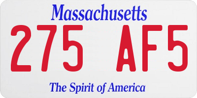 MA license plate 275AF5