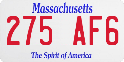 MA license plate 275AF6