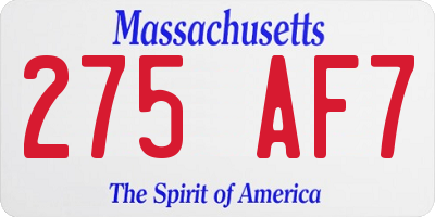 MA license plate 275AF7