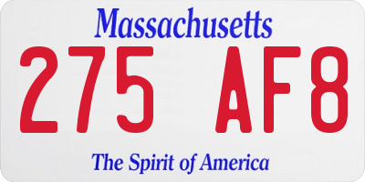 MA license plate 275AF8