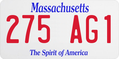 MA license plate 275AG1