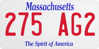 MA license plate 275AG2