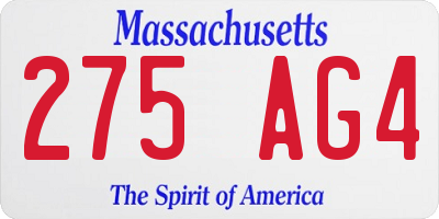 MA license plate 275AG4
