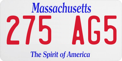 MA license plate 275AG5