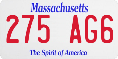 MA license plate 275AG6