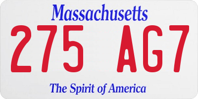 MA license plate 275AG7