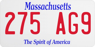 MA license plate 275AG9
