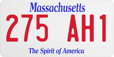 MA license plate 275AH1