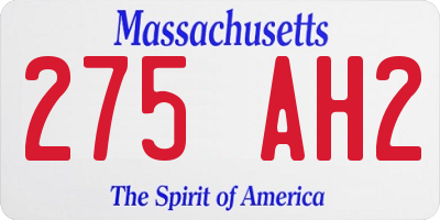 MA license plate 275AH2