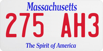 MA license plate 275AH3