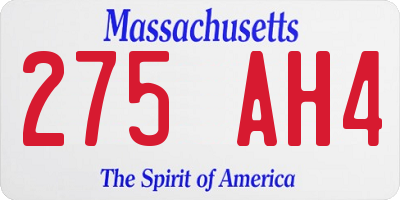MA license plate 275AH4