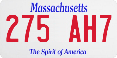 MA license plate 275AH7