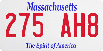 MA license plate 275AH8