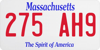 MA license plate 275AH9