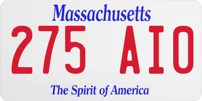 MA license plate 275AI0