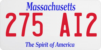 MA license plate 275AI2