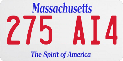 MA license plate 275AI4