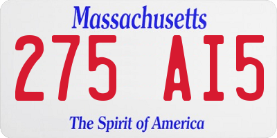MA license plate 275AI5
