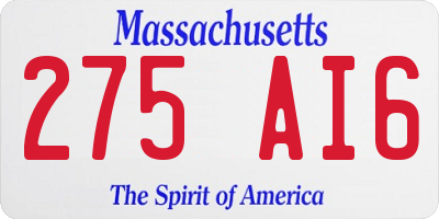 MA license plate 275AI6