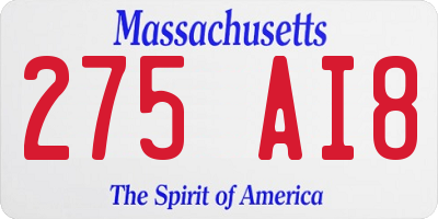 MA license plate 275AI8