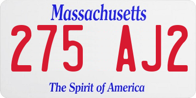 MA license plate 275AJ2