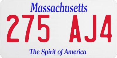 MA license plate 275AJ4