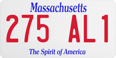 MA license plate 275AL1