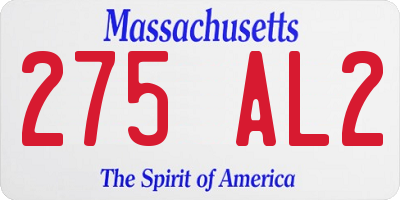 MA license plate 275AL2