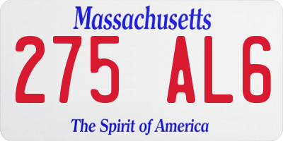 MA license plate 275AL6