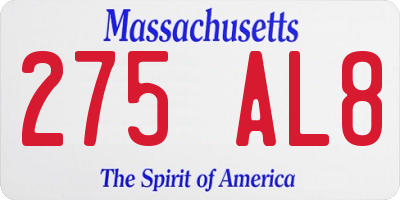 MA license plate 275AL8