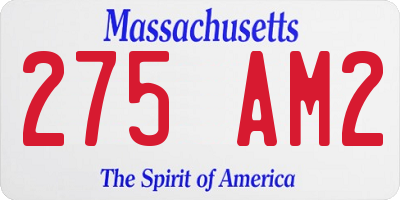 MA license plate 275AM2
