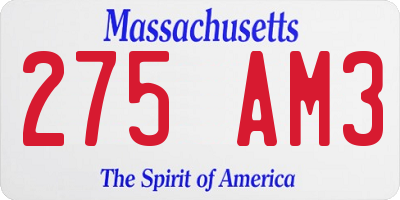 MA license plate 275AM3