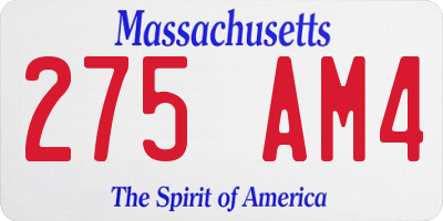 MA license plate 275AM4