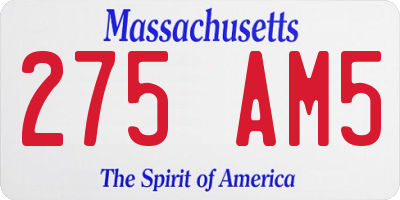 MA license plate 275AM5