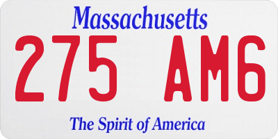 MA license plate 275AM6