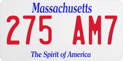 MA license plate 275AM7