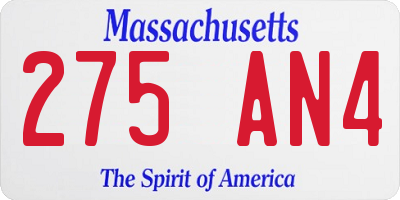 MA license plate 275AN4