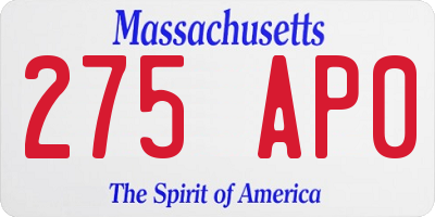 MA license plate 275AP0