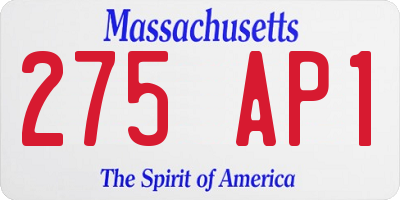 MA license plate 275AP1