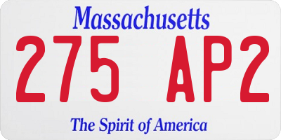 MA license plate 275AP2