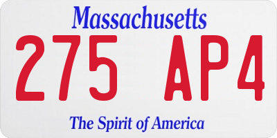 MA license plate 275AP4
