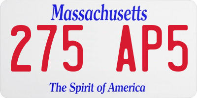MA license plate 275AP5
