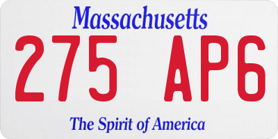 MA license plate 275AP6