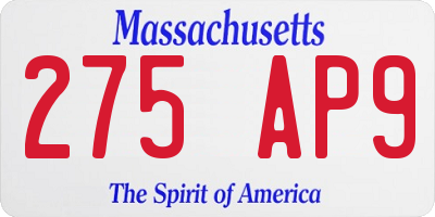 MA license plate 275AP9