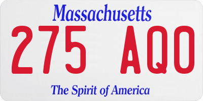 MA license plate 275AQ0