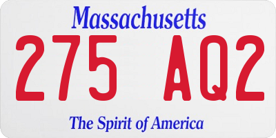 MA license plate 275AQ2