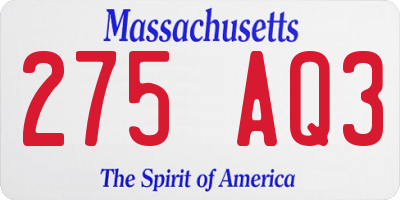 MA license plate 275AQ3