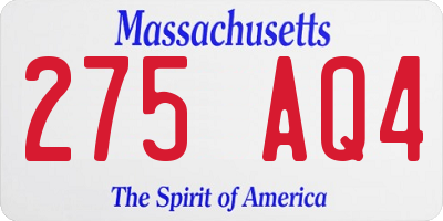 MA license plate 275AQ4