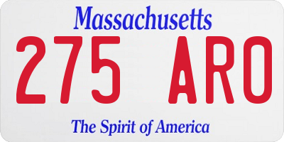 MA license plate 275AR0