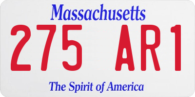 MA license plate 275AR1